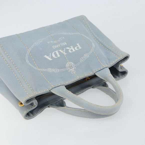 PRADA Canapa PM Hand Bag Canvas Gray Gold Auth 161654