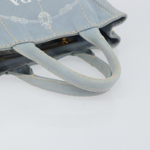 PRADA Canapa PM Hand Bag Canvas Gray Gold Auth 161654