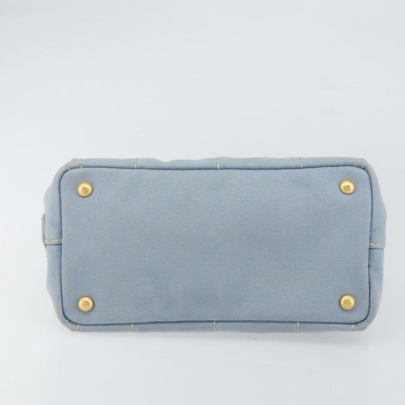 PRADA Canapa PM Hand Bag Canvas Gray Gold Auth 161654