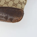 GUCCI GG Canvas Shoulder Bag Beige Silver 145857 Auth 161657-8