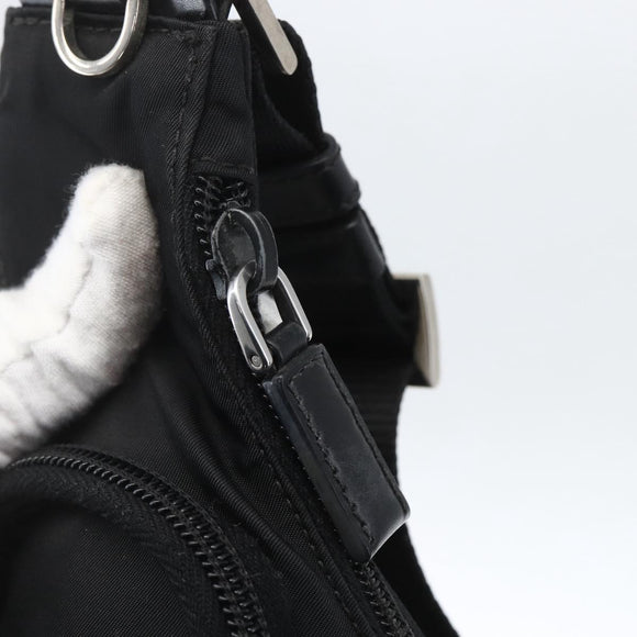 PRADA Shoulder Bag Nylon Black Silver Auth 161658