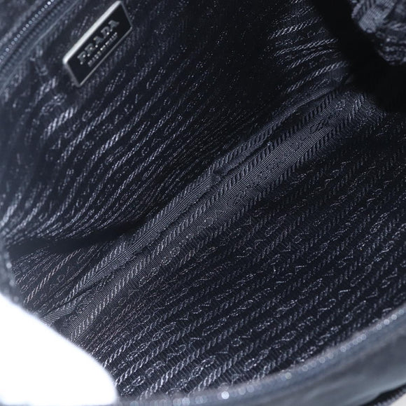 PRADA Shoulder Bag Nylon Black Silver Auth 161658