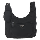 PRADA Shoulder Bag Nylon Black Silver Auth 161658-13