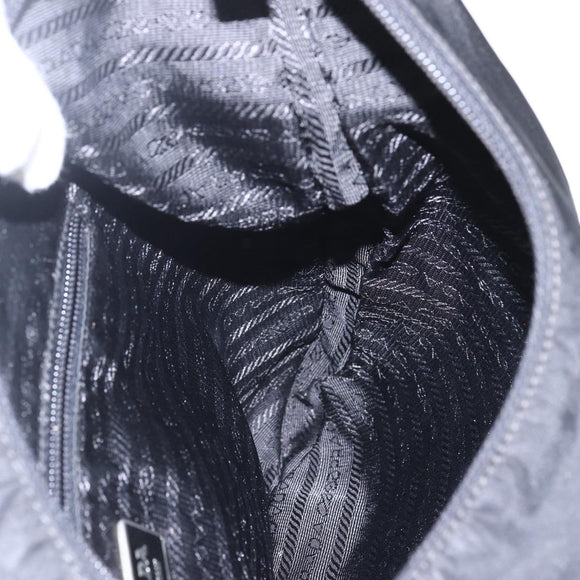 PRADA Shoulder Bag Nylon Black Silver Auth 161658