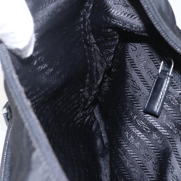 PRADA Shoulder Bag Nylon Black Silver Auth 161658