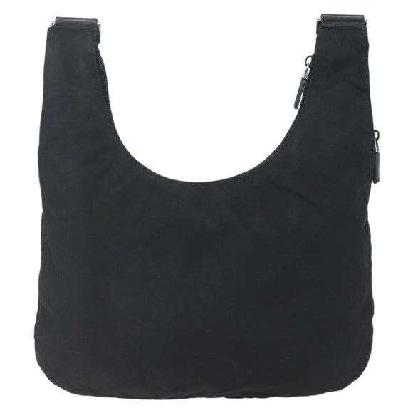 PRADA Shoulder Bag Nylon Black Silver Auth 161658
