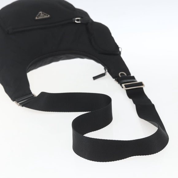 PRADA Shoulder Bag Nylon Black Silver Auth 161658