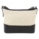 CHANEL Chain Gabriel de Chanel Shoulder Bag Calf Skin White Gold CC Auth 161659-2