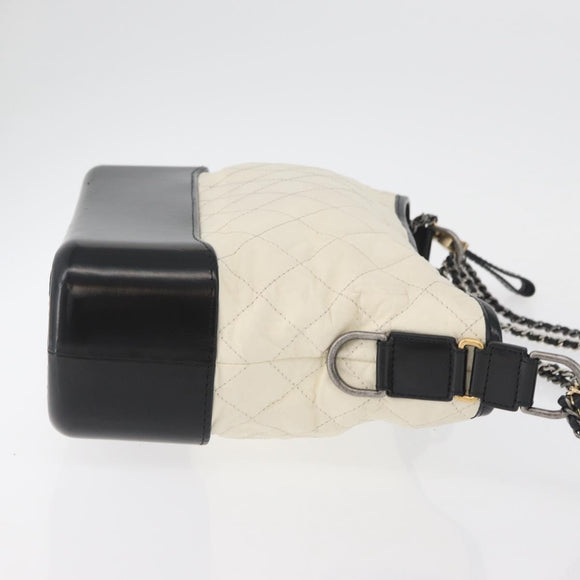 CHANEL Chain Gabriel de Chanel Shoulder Bag Calf Skin White Gold CC Auth 161659