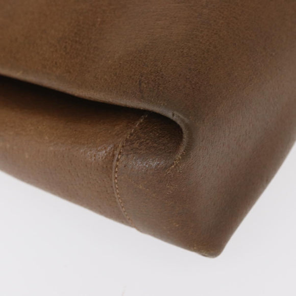 GUCCI Shoulder Bag Leather Brown Gold Auth 161660
