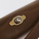 GUCCI Shoulder Bag Leather Brown Gold Auth 161660-10