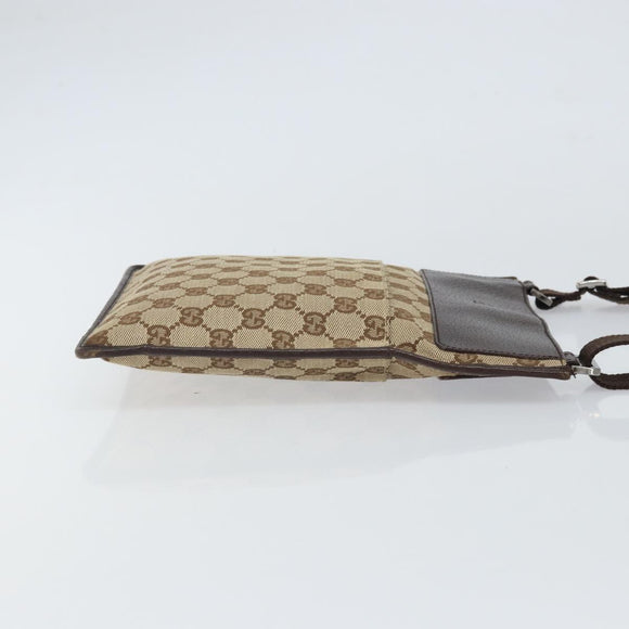 GUCCI GG Canvas Shoulder Bag Beige Silver 27639 Auth 161661