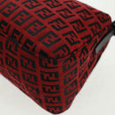 FENDI Zucchino Canvas Mamma Baguette Shoulder Bag Red Silver Auth 161663SAV-17