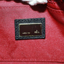 FENDI Zucchino Canvas Mamma Baguette Shoulder Bag Red Silver Auth 161663SAV-21