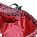FENDI Zucchino Canvas Mamma Baguette Shoulder Bag Red Silver Auth 161663SAV-22