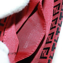 FENDI Zucchino Canvas Mamma Baguette Shoulder Bag Red Silver Auth 161663SAV-11