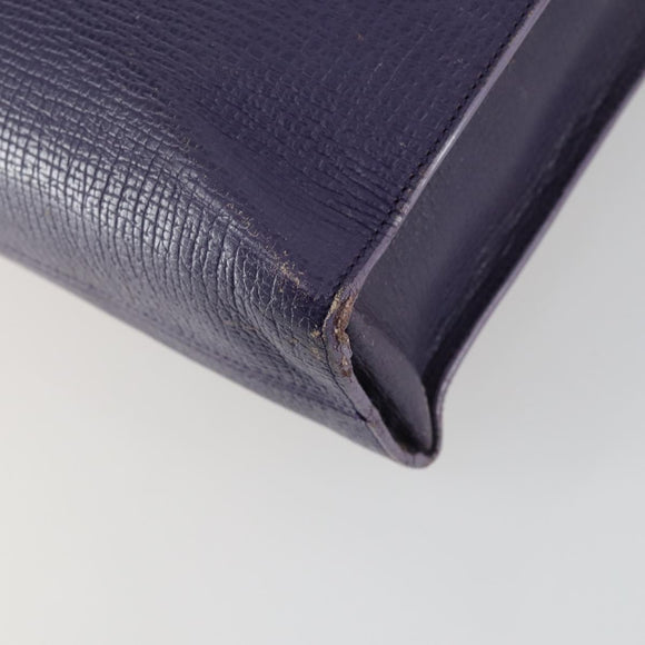 LOEWE Hand Bag Leather 2way Navy Gold Auth 161665