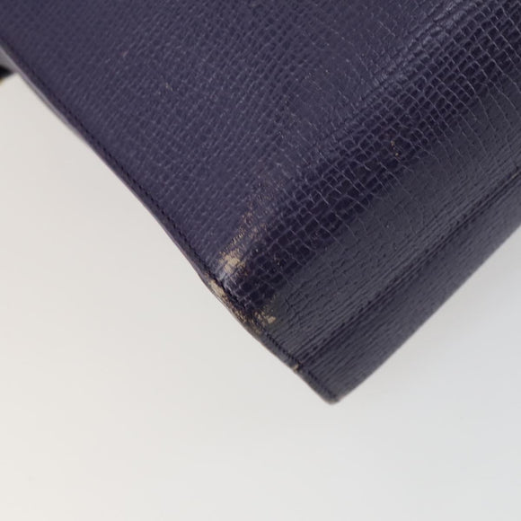 LOEWE Hand Bag Leather 2way Navy Gold Auth 161665