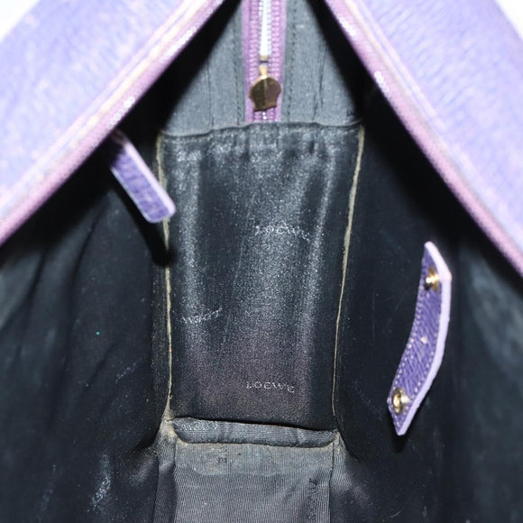 LOEWE Hand Bag Leather 2way Navy Gold Auth 161665