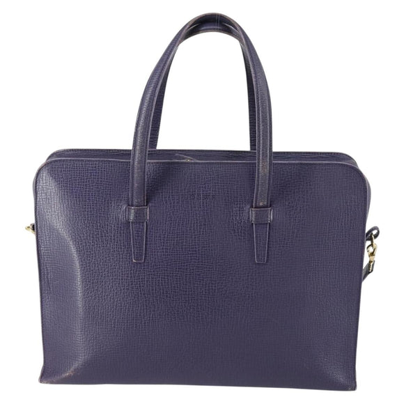 LOEWE Hand Bag Leather 2way Navy Gold Auth 161665