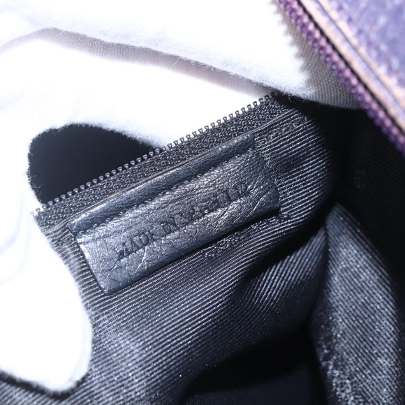 LOEWE Hand Bag Leather 2way Navy Gold Auth 161665