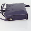 LOEWE Hand Bag Leather 2way Navy Gold Auth 161665-4