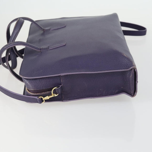 LOEWE Hand Bag Leather 2way Navy Gold Auth 161665