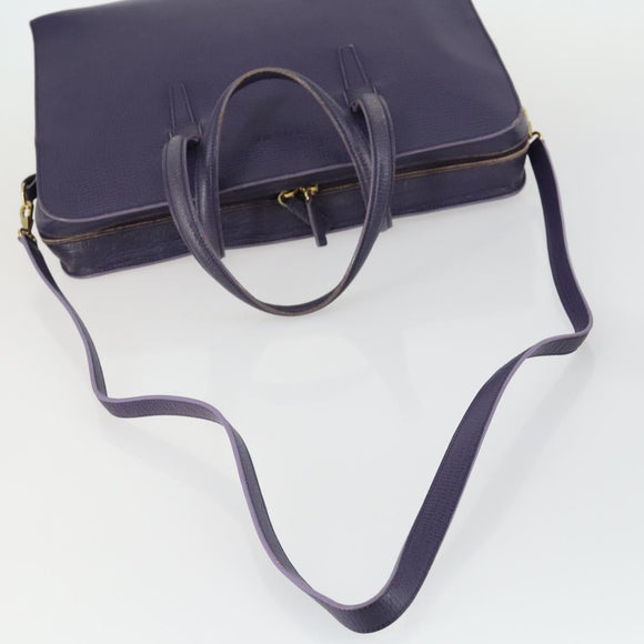 LOEWE Hand Bag Leather 2way Navy Gold Auth 161665