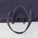 LOEWE Hand Bag Leather 2way Navy Gold Auth 161665-8