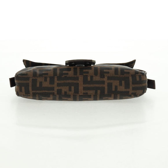 FENDI Zucca Canvas Mamma Baguette Shoulder Bag Black Brown Auth 161669SAV