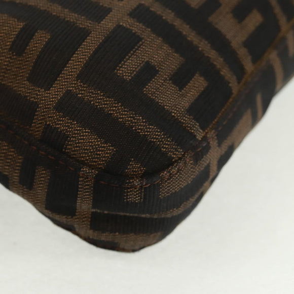 FENDI Zucca Canvas Mamma Baguette Shoulder Bag Black Brown Auth 161669SAV