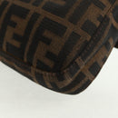 FENDI Zucca Canvas Mamma Baguette Shoulder Bag Black Brown Auth 161669SAV-14