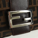 FENDI Zucca Canvas Mamma Baguette Shoulder Bag Black Brown Auth 161669SAV-15