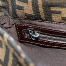 FENDI Zucca Canvas Mamma Baguette Shoulder Bag Black Brown Auth 161669SAV-22