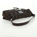 FENDI Zucca Canvas Mamma Baguette Shoulder Bag Black Brown Auth 161669SAV-7