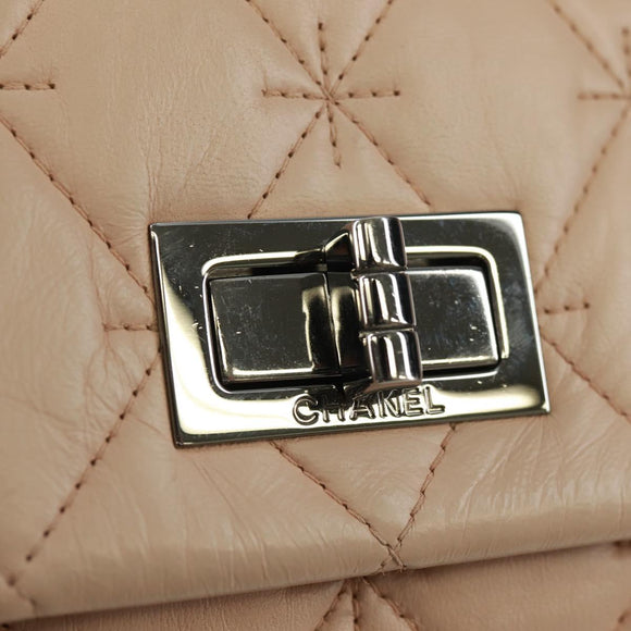 CHANEL Chain Matelasse 2.55 Shoulder Bag Lamb Skin Pink Silver CC Auth 161670V