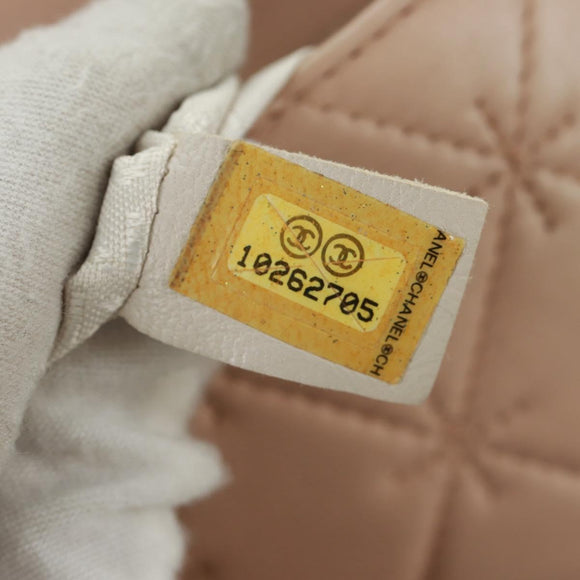 CHANEL Chain Matelasse 2.55 Shoulder Bag Lamb Skin Pink Silver CC Auth 161670V