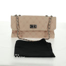 CHANEL Chain Matelasse 2.55 Shoulder Bag Lamb Skin Pink Silver CC Auth 161670V-12