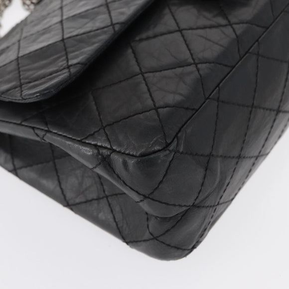 CHANEL Chain Double Flap Matelasse 28 2.55 Tasche Leder Schwarz CC Auth 161671V