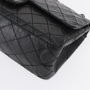 CHANEL Chain Double Flap Matelasse 28 2.55 Tasche Leder Schwarz CC Auth 161671V-16