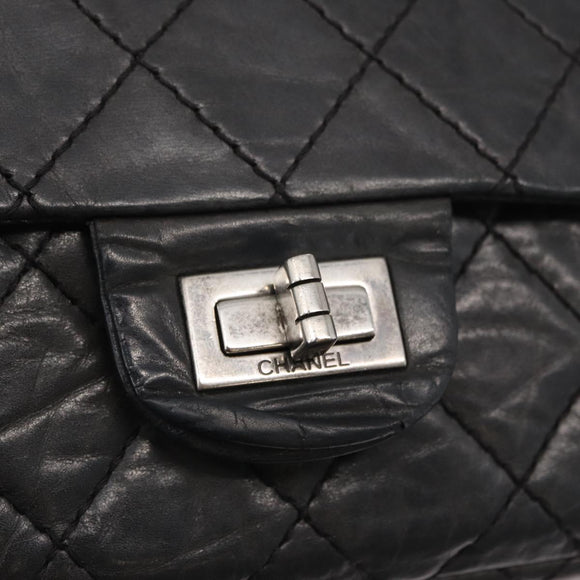 CHANEL Chain Double Flap Matelasse 28 2.55 Tasche Leder Schwarz CC Auth 161671V
