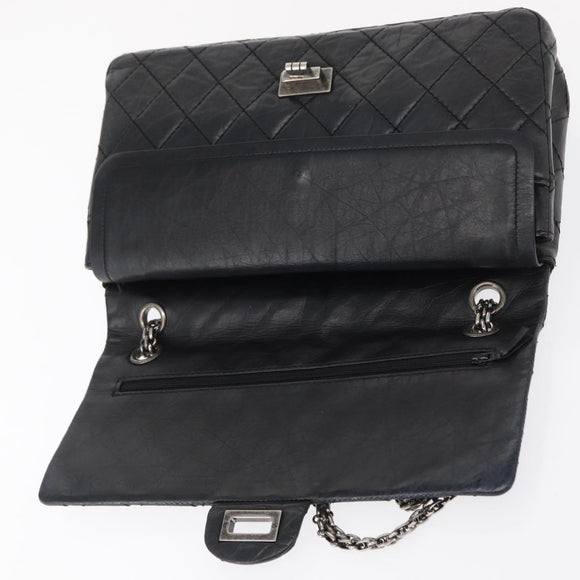 CHANEL Chain Double Flap Matelasse 28 2.55 Tasche Leder Schwarz CC Auth 161671V