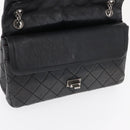 CHANEL Chain Double Flap Matelasse 28 2.55 Tasche Leder Schwarz CC Auth 161671V-21