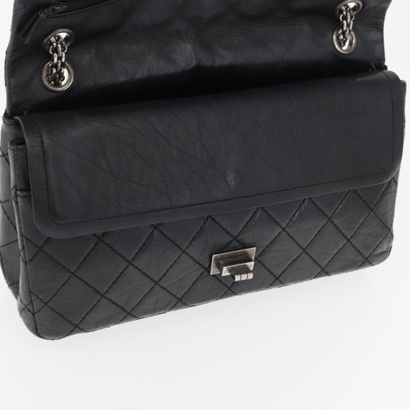 CHANEL Chain Double Flap Matelasse 28 2.55 Tasche Leder Schwarz CC Auth 161671V