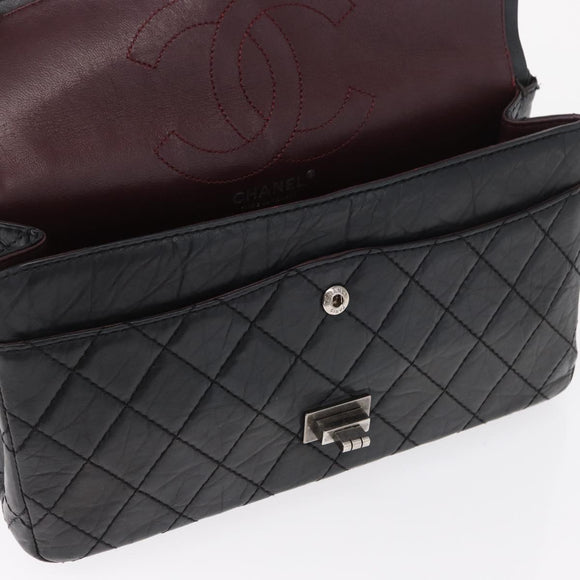 CHANEL Chain Double Flap Matelasse 28 2.55 Tasche Leder Schwarz CC Auth 161671V