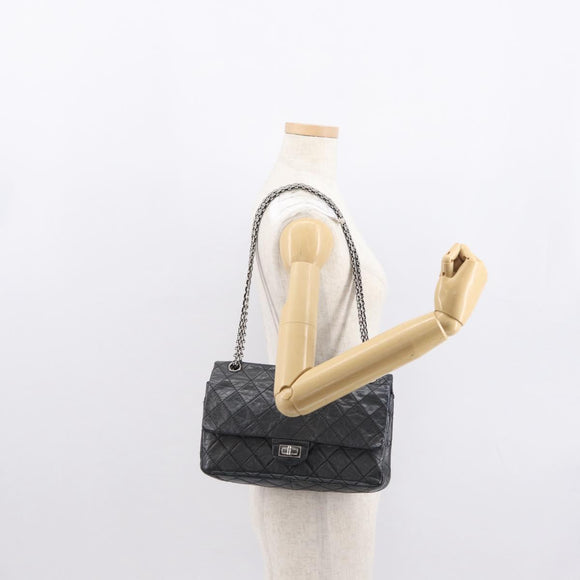 CHANEL Chain Double Flap Matelasse 28 2.55 Tasche Leder Schwarz CC Auth 161671V