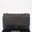 CHANEL Chain Double Flap Matelasse 28 2.55 Tasche Leder Schwarz CC Auth 161671V-12