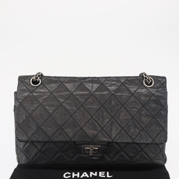 CHANEL Chain Double Flap Matelasse 28 2.55 Tasche Leder Schwarz CC Auth 161671V