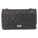 CHANEL Chain Double Flap Matelasse 28 2.55 Tasche Leder Schwarz CC Auth 161671V-13