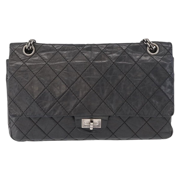 CHANEL Chain Double Flap Matelasse 28 2.55 Tasche Leder Schwarz CC Auth 161671V